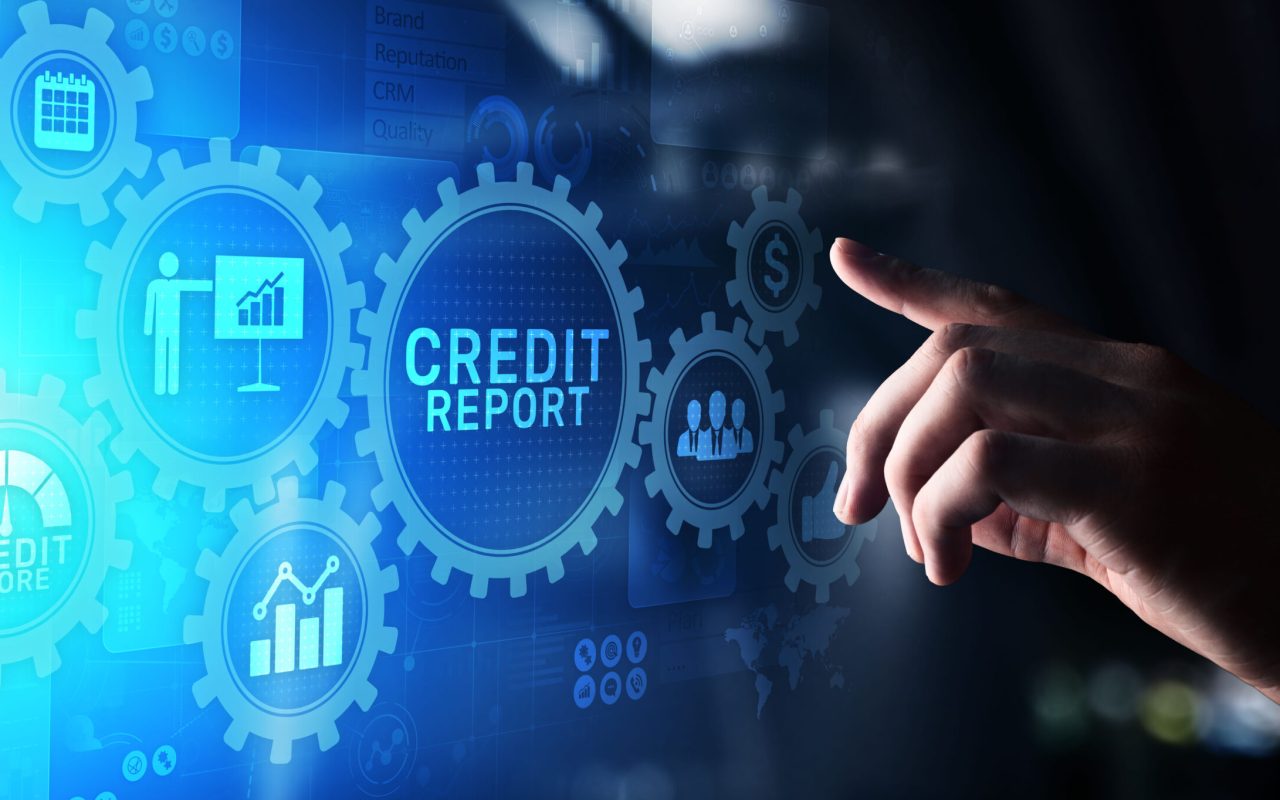 Credit,Report,Score,Button,On,Virtual,Screen.,Business,Finance,Concept.